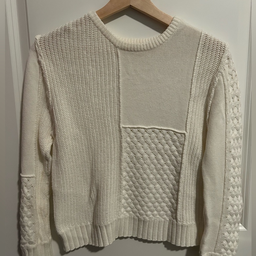 MENU White Patchwork Knit Sweater